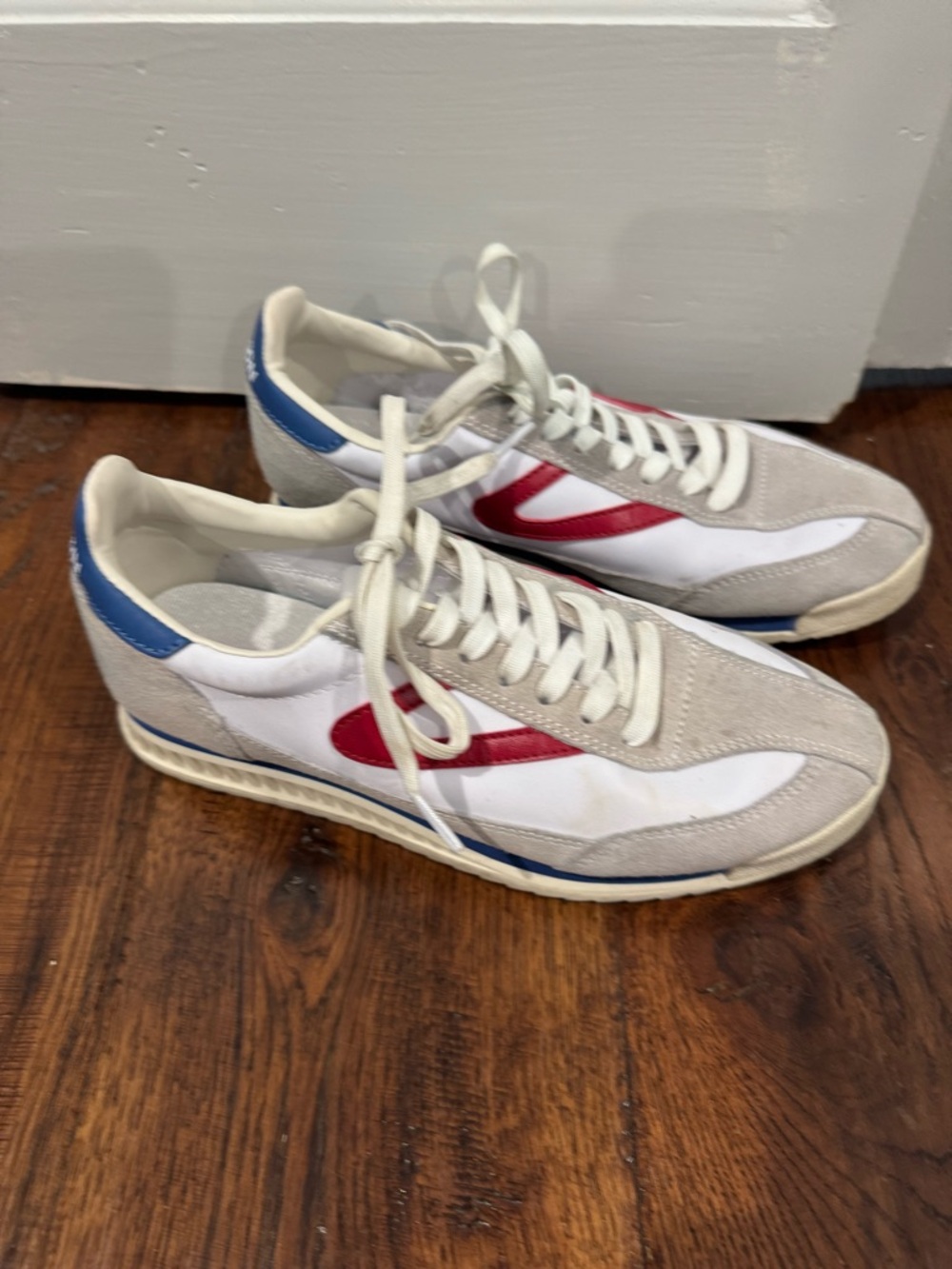 Tretorn White, Gray, Red & Blue Retro Low-Top Sneakers